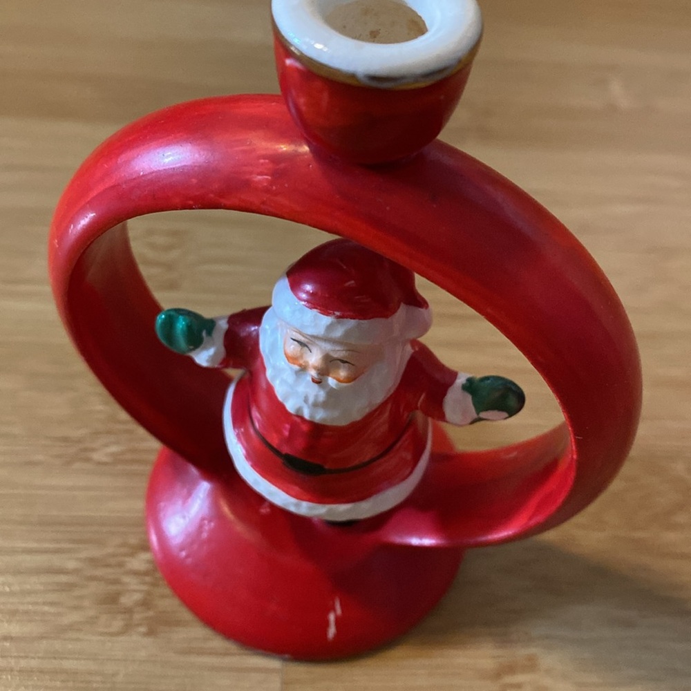Vintage Santa Ceramic Candle Stick Holder - Picture 6 of 9